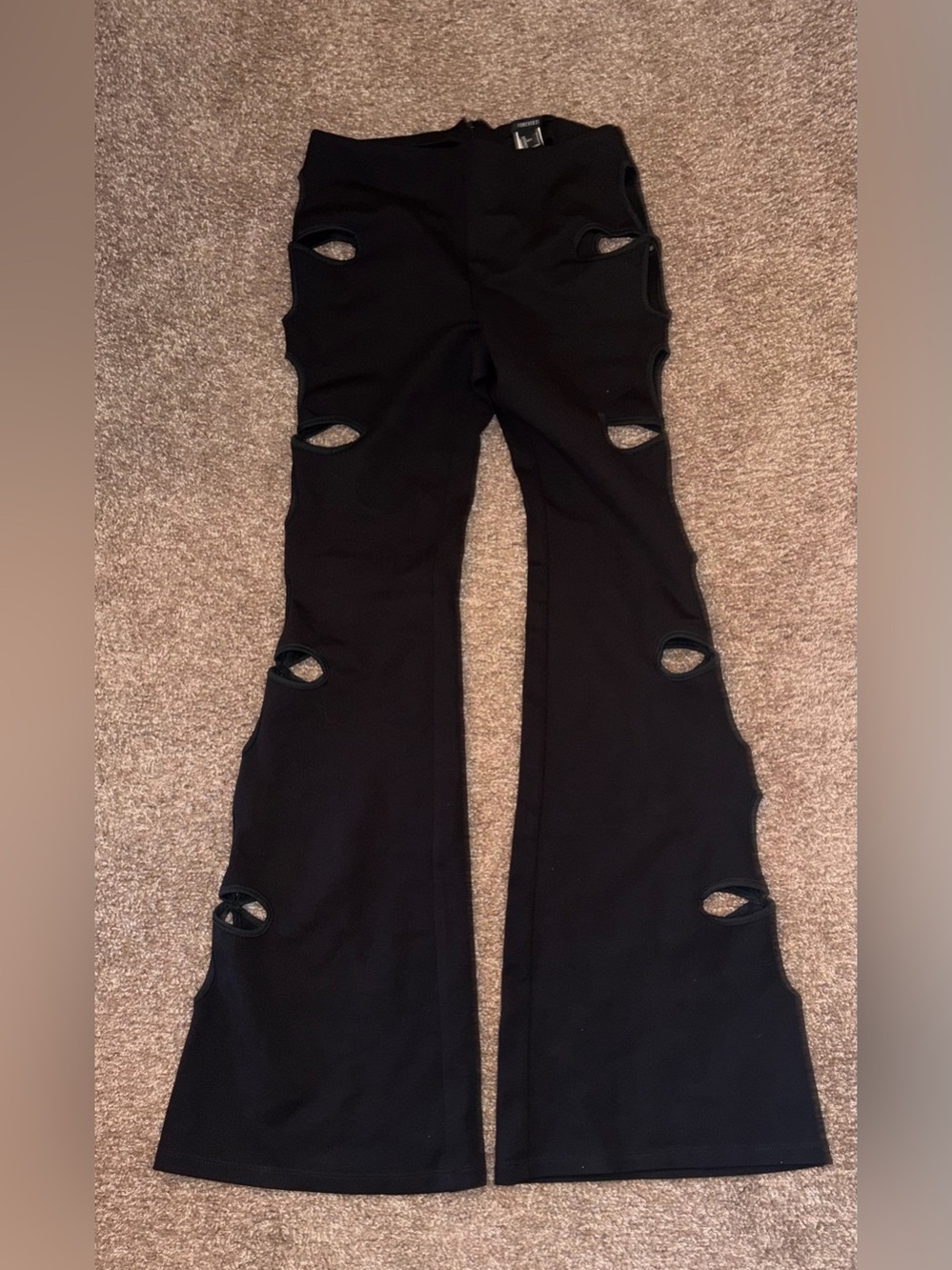 NWOT Forever 21 Black Flower Cutout Flare Pants